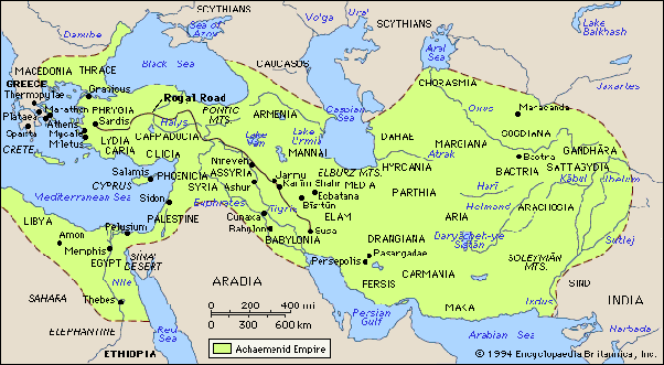 Persian Empire at its height large map